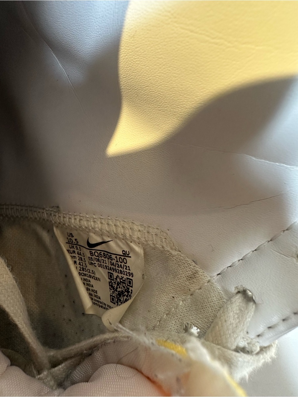 Nike White Black Cream High-Top Sneakers with Orange Logo - Picture 8 of 8